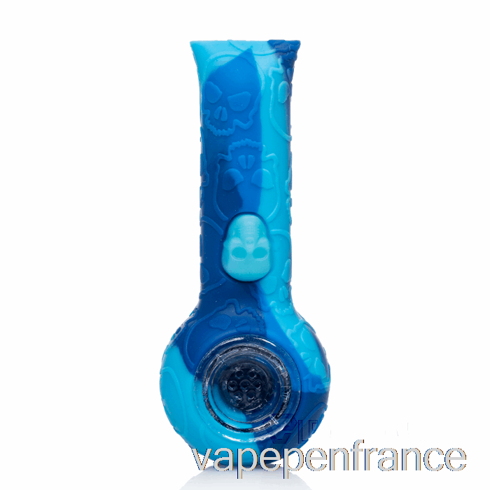 Stratus Silicone Crâne Pipe à Main Marbre Bleu (bleu Bébé / Bleu) Stylo Vape